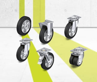 ALEV wheel and caster series with elastic solid rubber tires