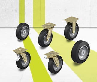 GEV wheel and caster series with elastic solid rubber tires