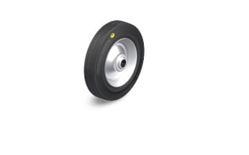 RD wheels with two-component solid rubber tire