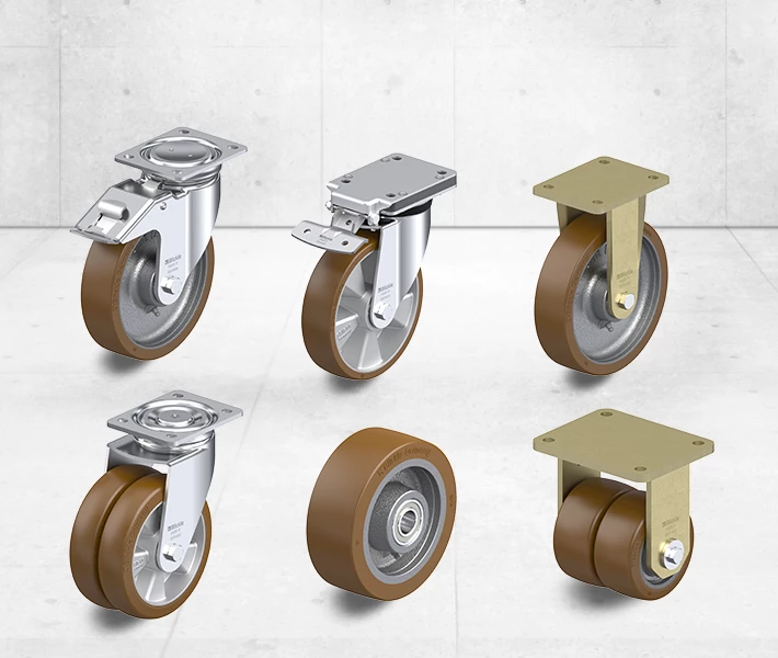 Wheels and casters with cast Blickle Besthane® polyurethane tread