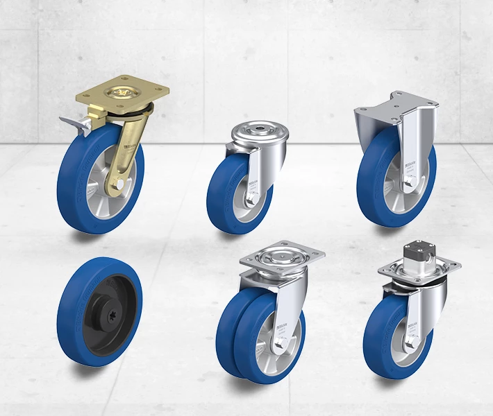 Wheels and casters with cast Blickle Besthane® Soft polyurethane tread