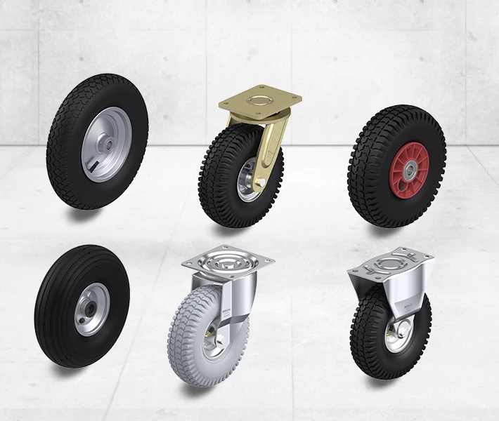 Wheels and casters with pneumatic tires