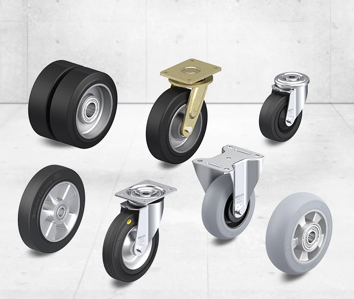 Wheels and casters with premium rubber tires